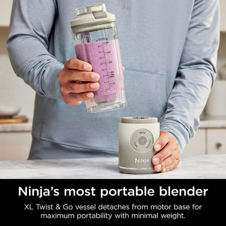 Ninja Blast Max Personal Cordless Blender for Smoothies, Blend, Ice Crush, 22 oz. Twist & Go Vessel, Cream - Certified Refurbished
