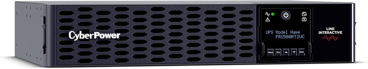 CyberPower Smart App Sinewave UPS Battery Backup and Surge Protector, 1500VA/1500W, 8 Outlets, 2U Rack/Tower - Certified Refurbished