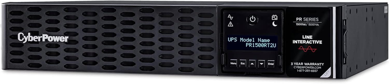CyberPower Smart App Sinewave UPS System, 1500VA/1500W, 8 Outlets, 2U Rack/Tower, RMCARD205 Pre-Installed - Certified Refurbished