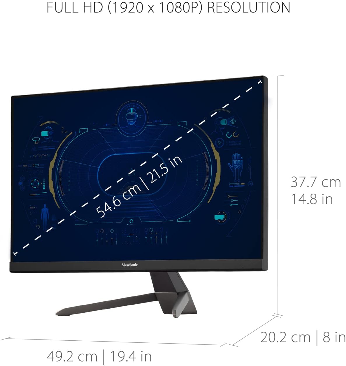 ViewSonic 22 Inch 1080p Gaming Monitor with 100Hz - Certified Refurbished
