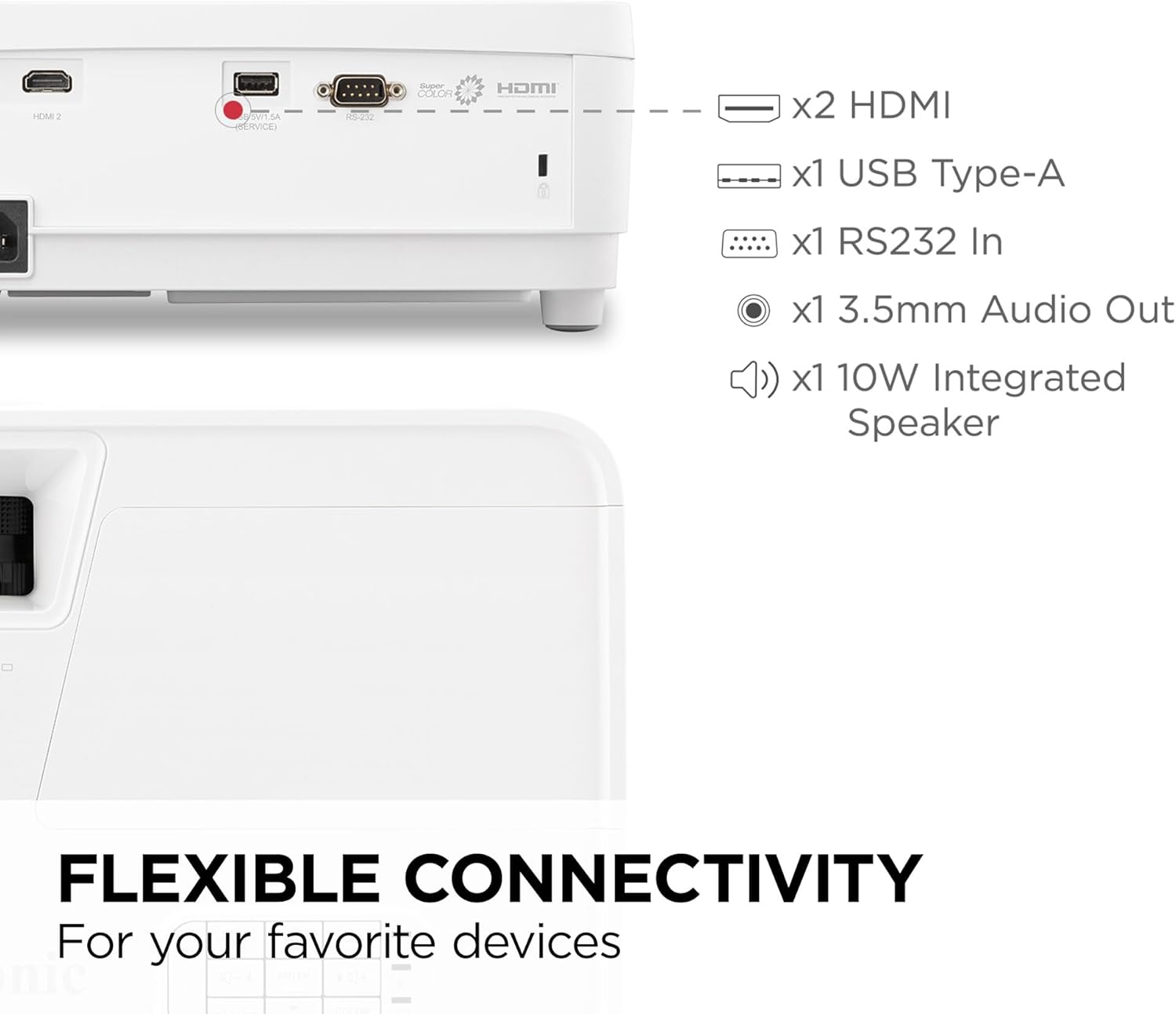 ViewSonic DLP 1080p Projector with 3700 Lumens, White - Certified Refurbished