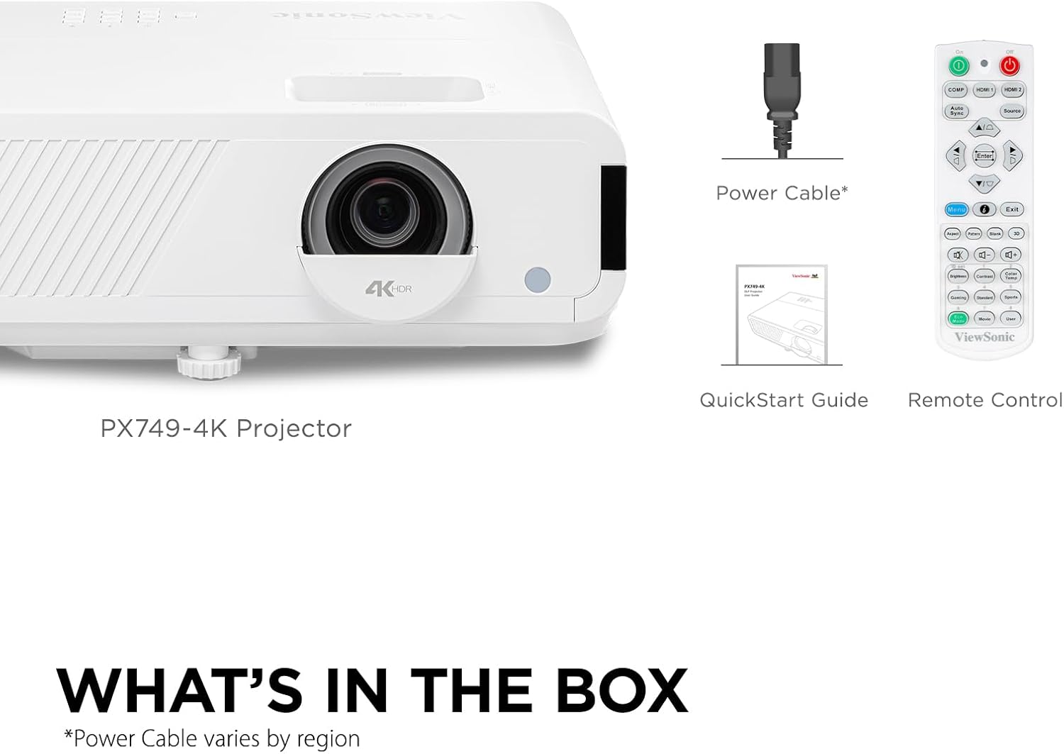 ViewSonic UHD 4K Gaming Projector Designed for Xbox with 4.2ms Response Time, White - Certified Refurbished