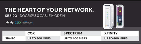 Arris SB6190 SURFboard Cable Modem DOCSIS 3.0 32x8 Gigabit 1 Gbps Port 800 Mbps Max Speed - Certified Refurbished