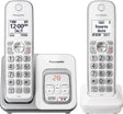 Panasonic DECT 6.0 Expandable Cordless Phone, Answering Machine, Smart Call Block, 2 Handsets, White/Silver - Certified Refurbished