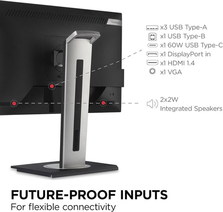 ViewSonic 27" IPS 1080p Monitor Designed for Surface with Advanced Ergonomics, 100 Hz, Black - Certified Refurbished