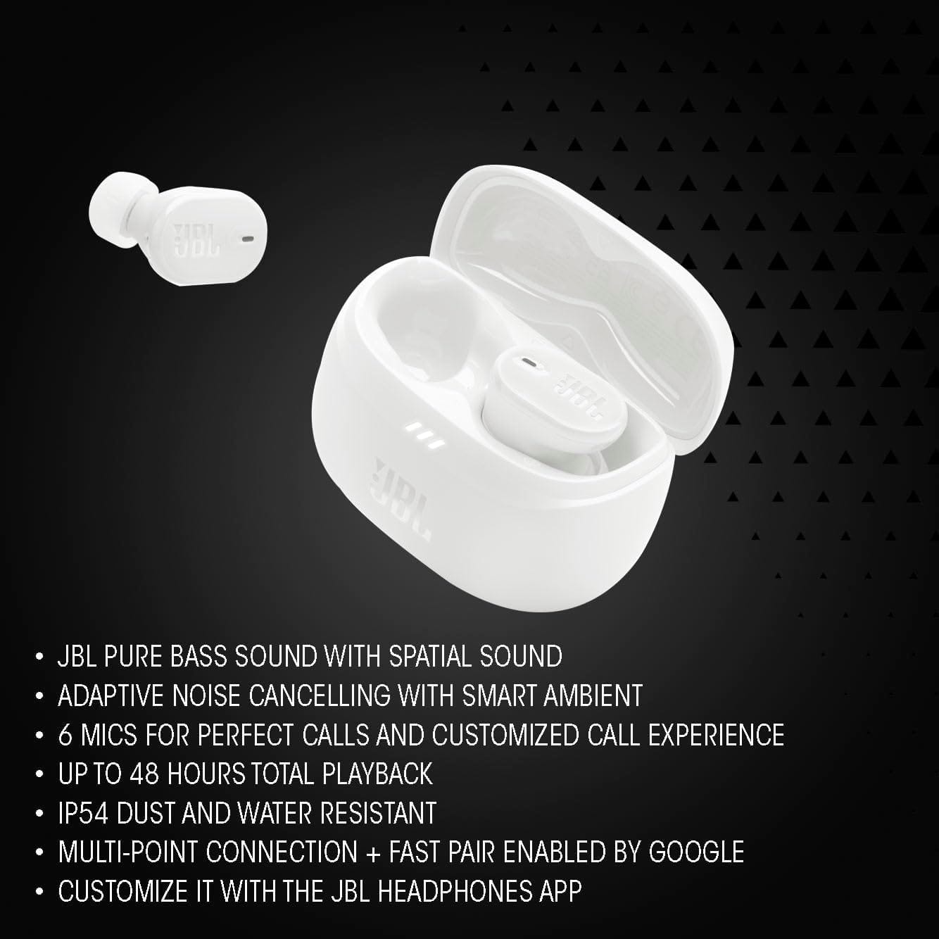 JBL Tune Buds 2 True Wireless Noise Cancelling Earbuds, Black - Certified Refurbished