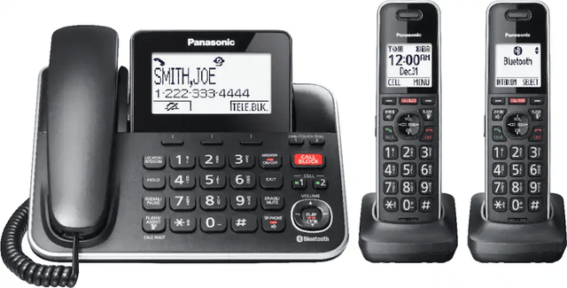 Panasonic Link2Cell DECT 6.0 Expandable Corded/Cordless Phone with Digital Answering System and Smart Call Blocker - Certified Refurbished