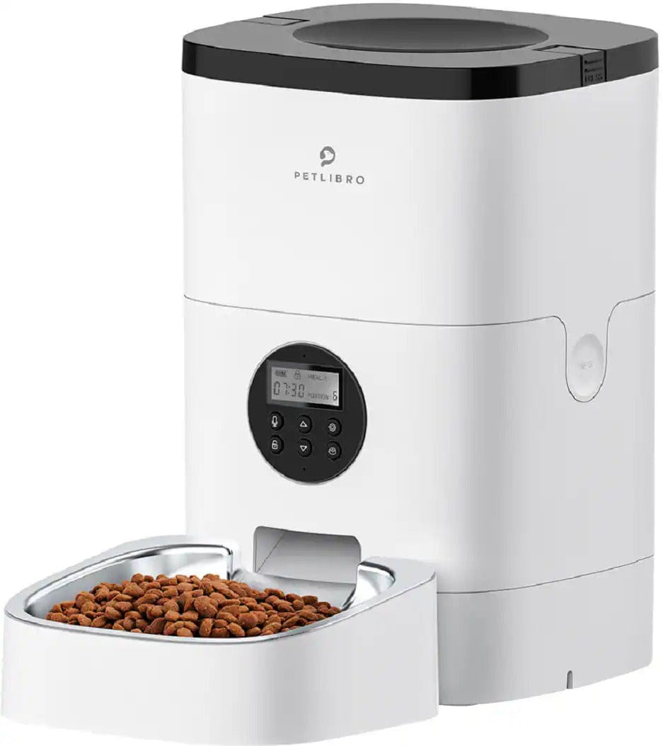 Petlibro Stainless Steel 4L Automatic Dog and Cat Feeder with Voice Recorder, White - Certified Refurbished