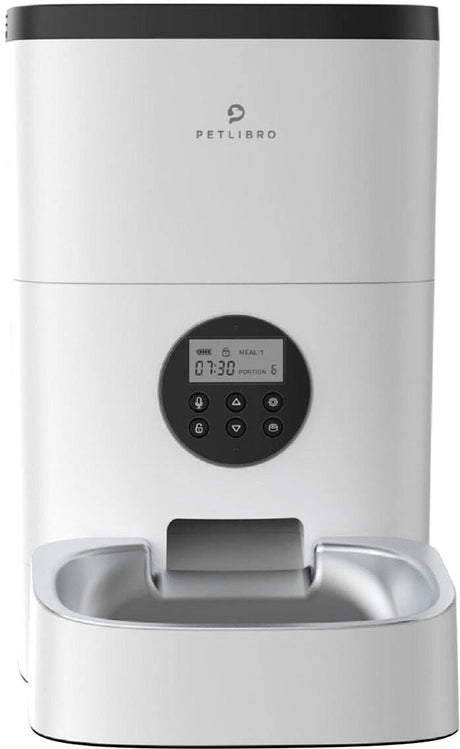 Petlibro Stainless Steel 4L Automatic Dog and Cat Feeder with Voice Recorder, White - Certified Refurbished