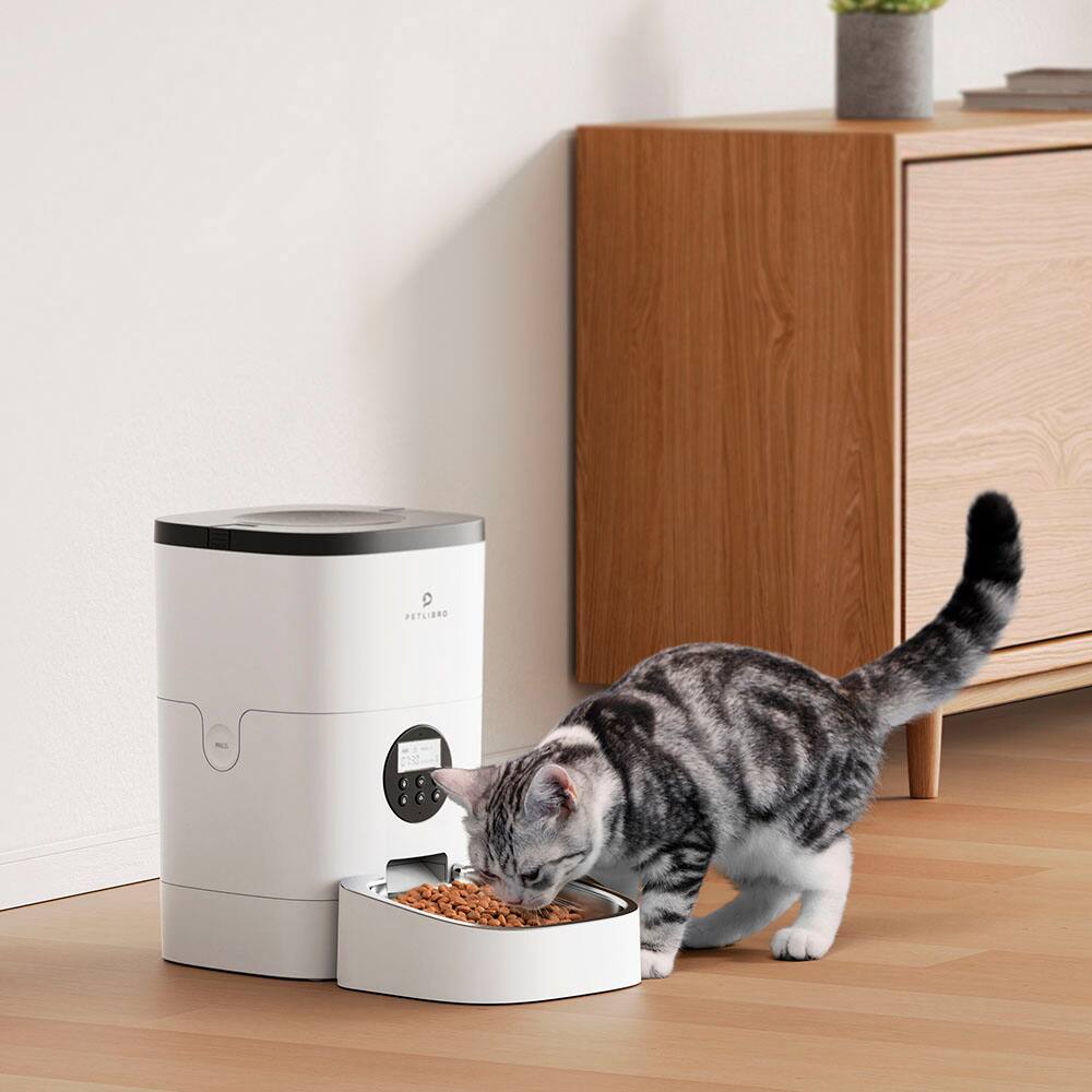Petlibro Stainless Steel 4L Automatic Dog and Cat Feeder with Voice Recorder, White - Certified Refurbished