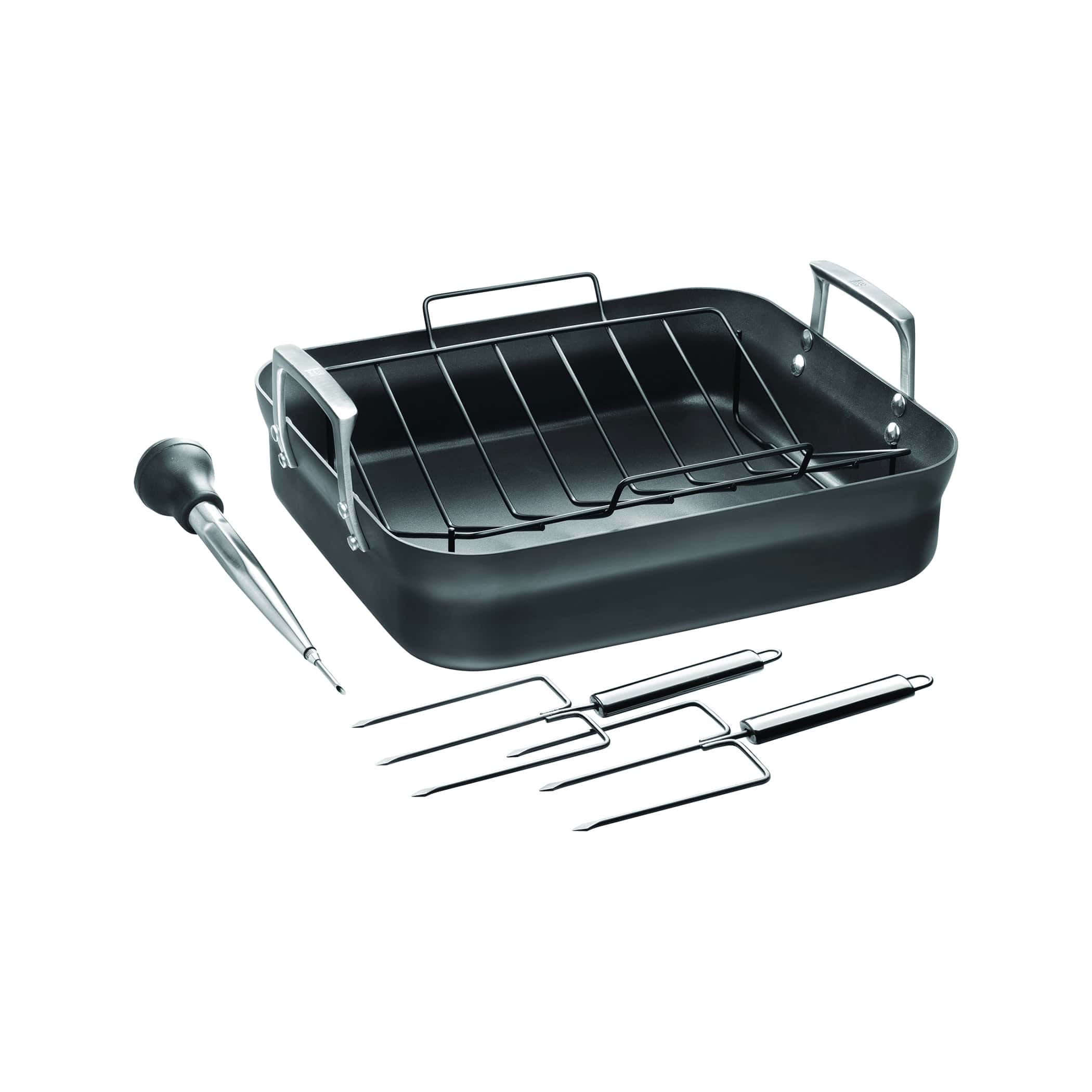 Zwilling Motion Hard Anodized 16 x 14-inch Aluminum Nonstick Roaster Pan w/ Rack & Tools