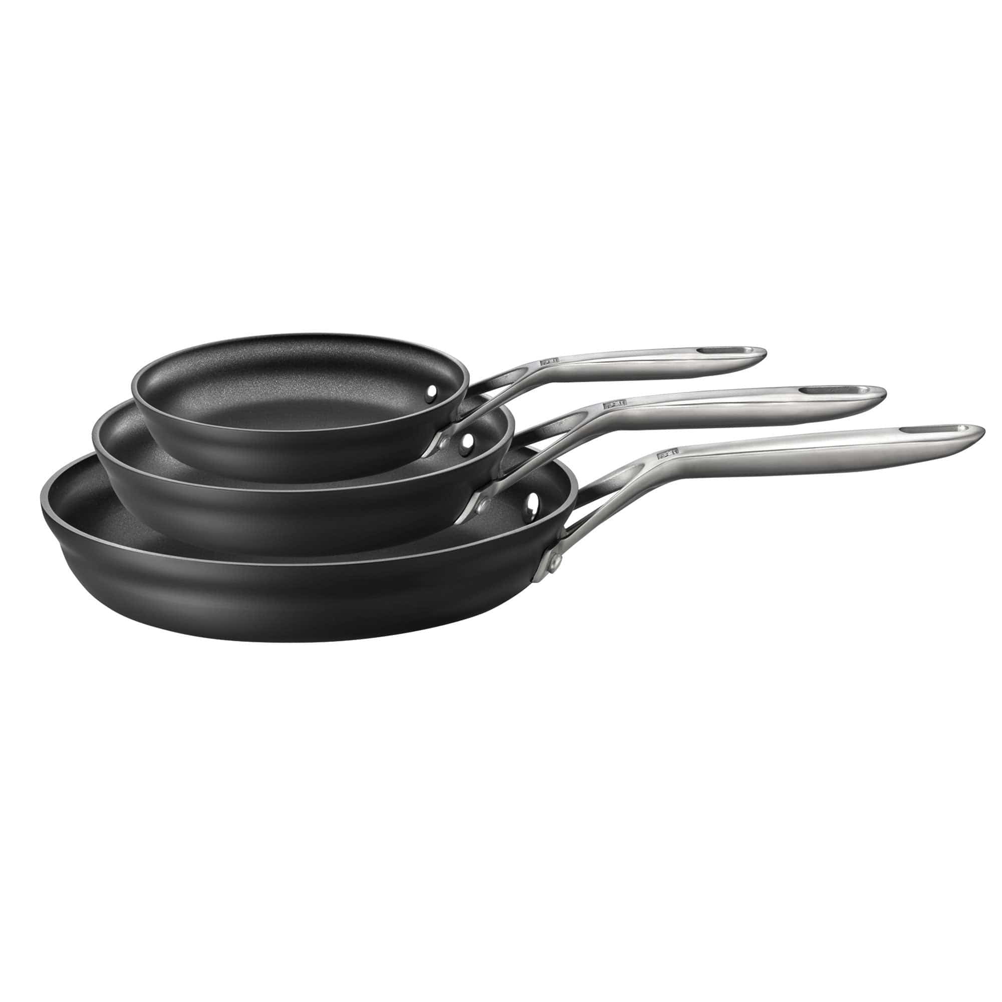 Zwilling Motion Hard-Anodized 3-Piece Nonstick Fry Pan Set, Grey