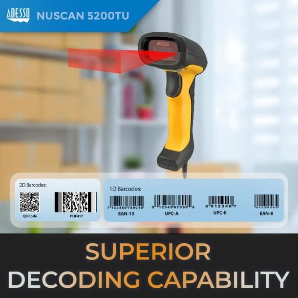 Adesso NuScan 5200T USB 2D Waterproof Industrial Handheld Barcode Scanner