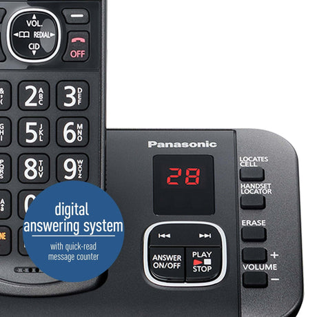 Panasonic 3-Handset Expandable Cordless Phone System with Answering System - Certified Refurbished