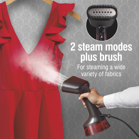 CHI LAVA Ceramic Plate Garment Steamer for Clothes with Fabric Brush, Red - Certified Refurbished