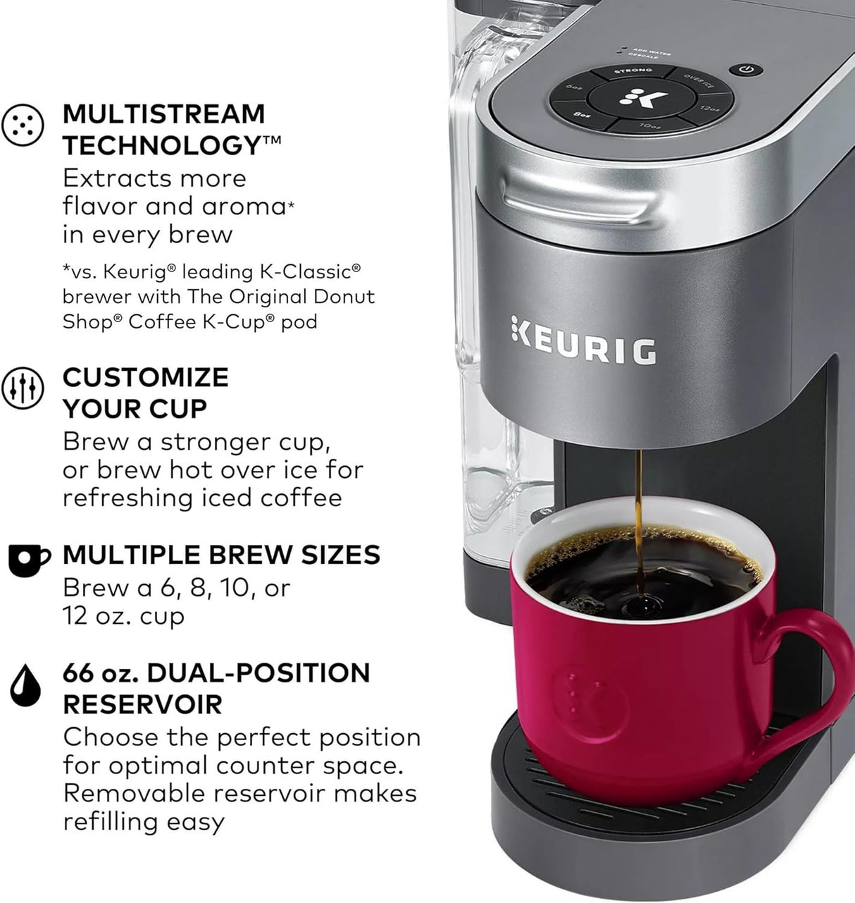 Keurig K-Supreme Single Serve K-Cup Pod Coffee Maker, Gray - Certified Refurbished