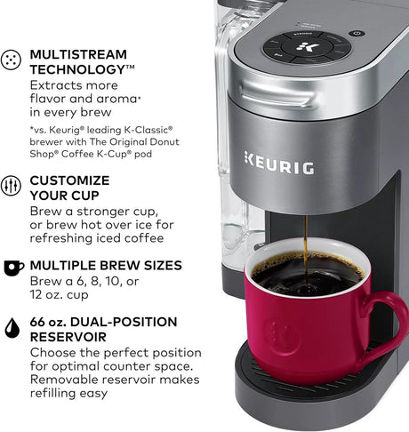 Keurig K-Supreme Single Serve K-Cup Pod Coffee Maker, Gray - Certified Refurbished