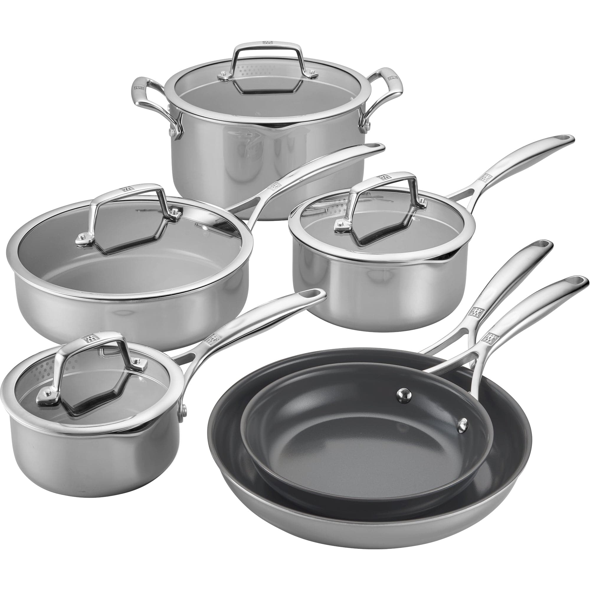 Zwilling Energy Plus 10-pc Stainless Steel Ceramic Nonstick Cookware Set