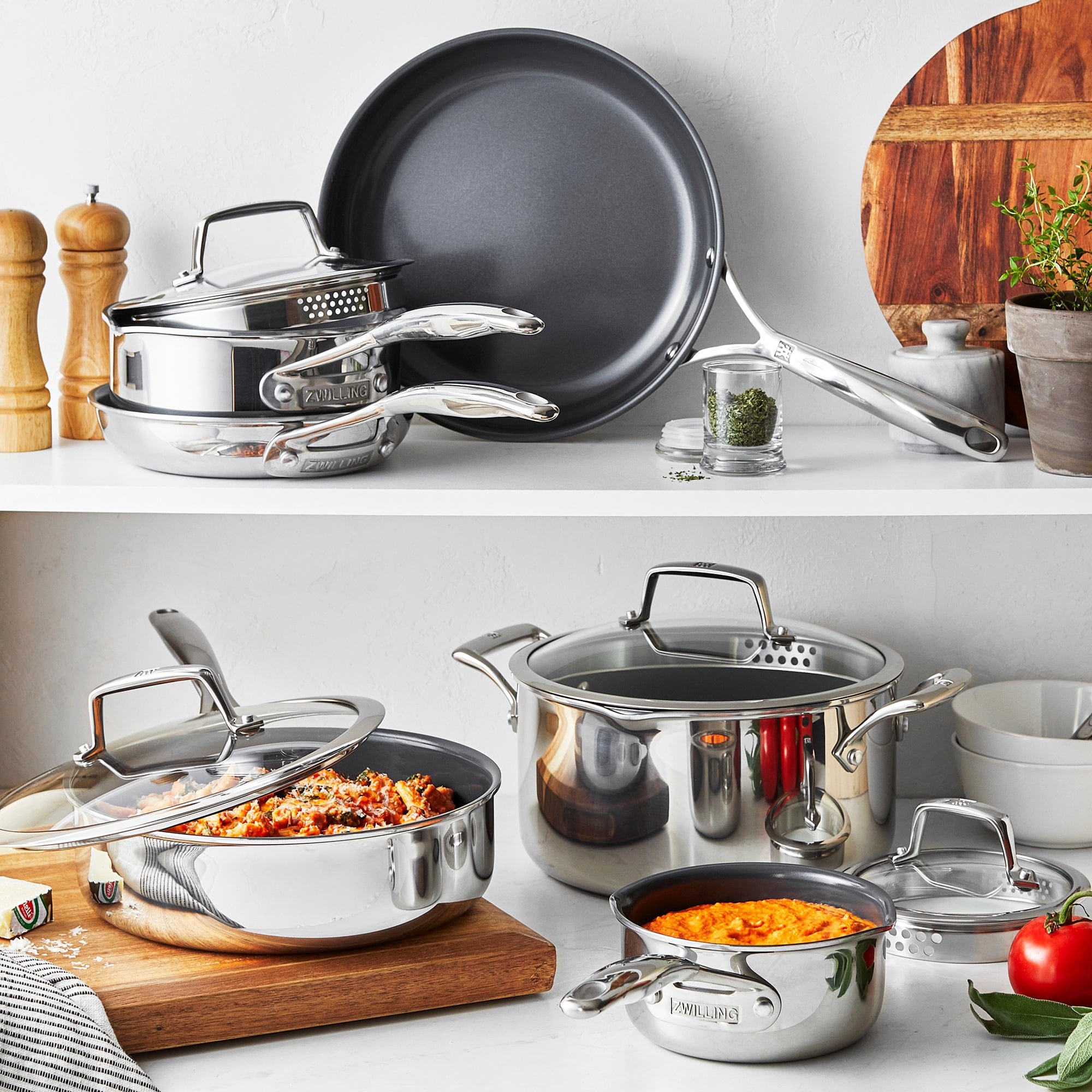 Zwilling Energy Plus 10-pc Stainless Steel Ceramic Nonstick Cookware Set