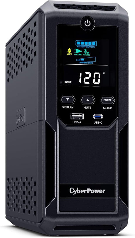 CyberPower Intelligent LCD UPS Battery Backup and Surge Protector, 1500VA/900W, 12 Outlets 2 USB Ports, AVR - Certified Refurbished