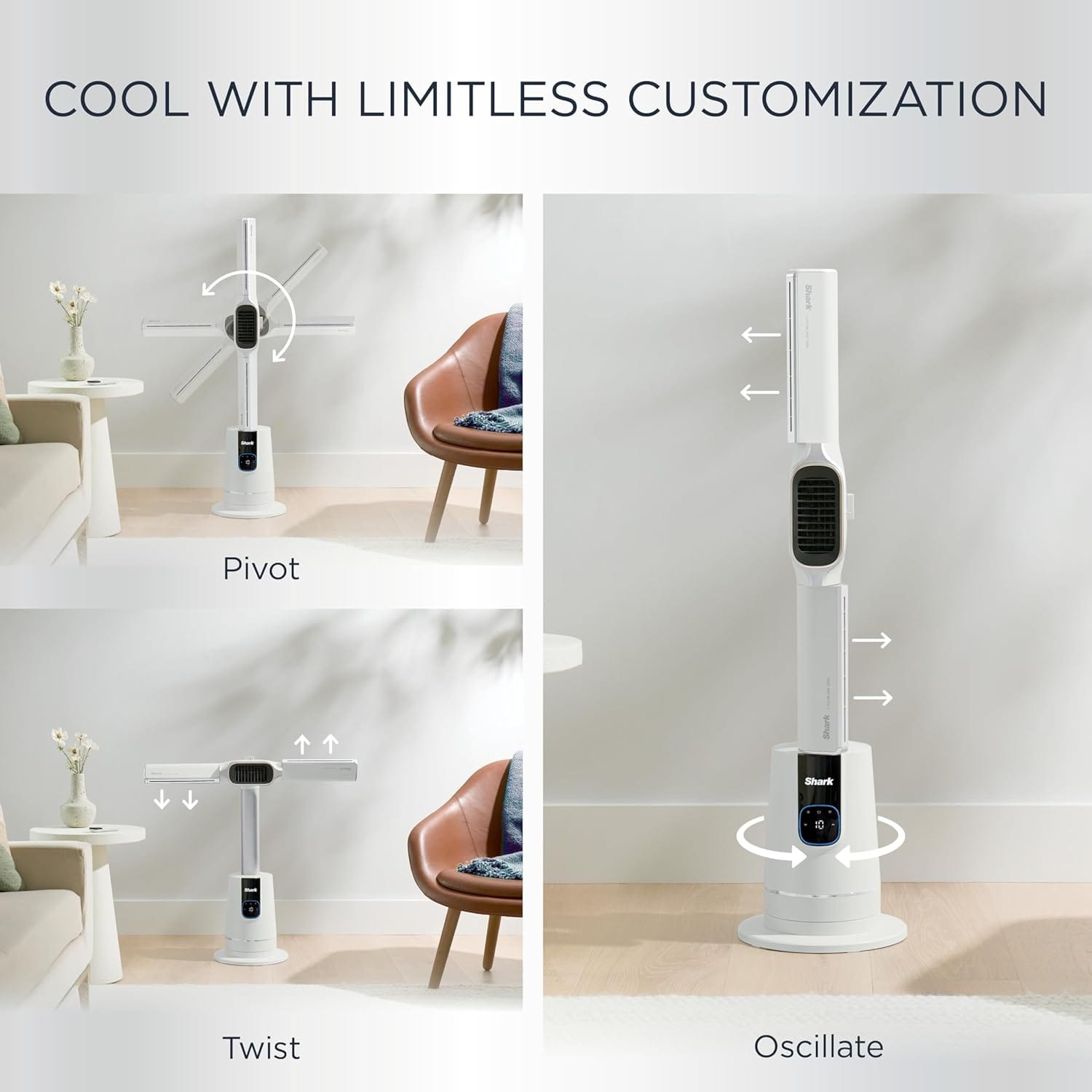 Shark TurboBlade Cool + Heat 2-in-1 Bladeless Tower Fan & Space Heater Year-Round Indoor Use, White - Certified Refurbished