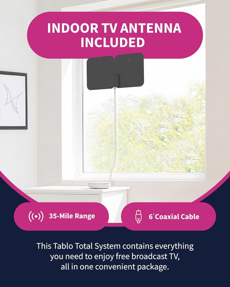 Tablo 4th Gen 4-Tuner Over-The-Air (OTA) DVR with 35-Mile Indoor TV Antenna - Certified Refurbished