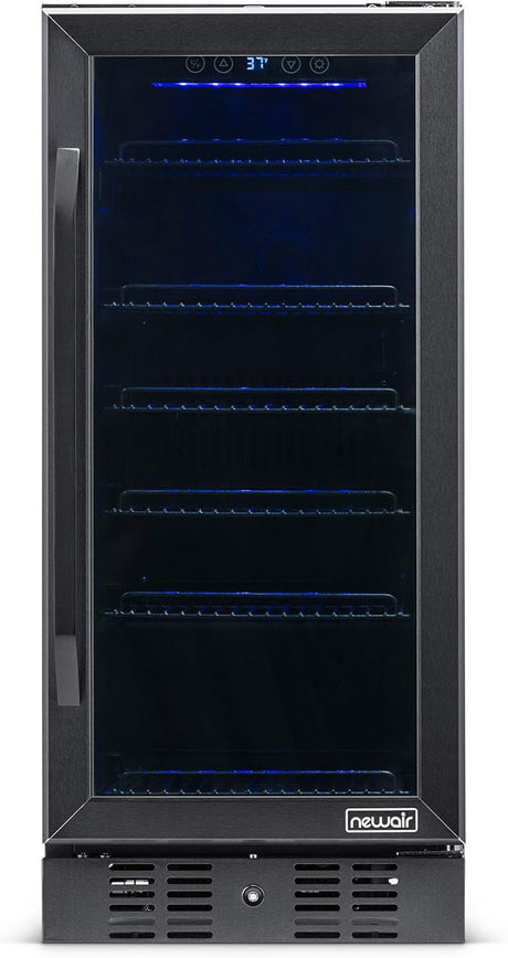 Newair 15" Built-in Beverage Fridge, 96 Cans, Black - Certified Refurbished
