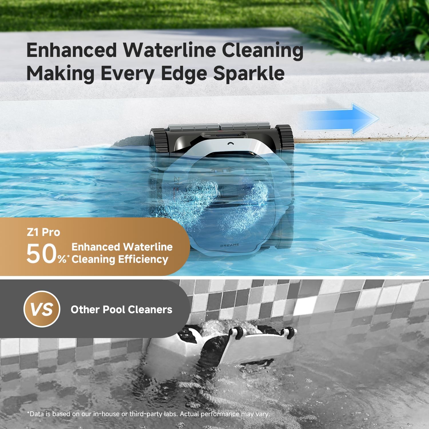 Dreame Z1 Pro Cordless Robotic Pool Cleaner, LiFi Remote Control, 8000 GPH Suction, Waterline Cleaning, Auto-Retrieval, Above and In-Ground Pools