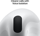 Apple AirPods 4 Wireless Earbuds with USB-C Charging Case, Bluetooth, H2 Chip, Sweat and Water Resistant, 30-Hour Battery Life, White