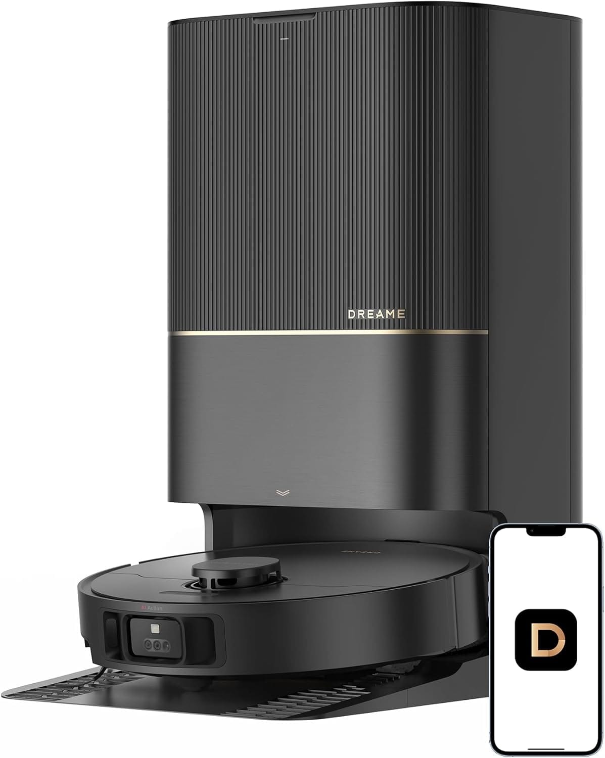 Dreame X40 Ultra Robot Vacuum with Removable Liftable Mop, 12000Pa Suction, Side Brush Cleaning, 158°F Mop Self-Cleaning, Auto Empty and Refill, Black