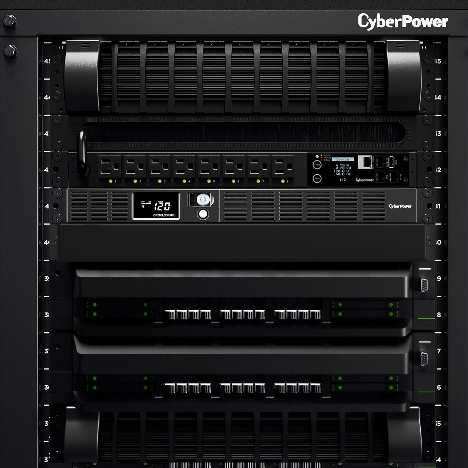 CyberPower Smart App LCD UPS Battery Backup and Surge Protector, 500VA/300W, 6 Outlets, AVR, 1U Rackmount - Certified Refurbished