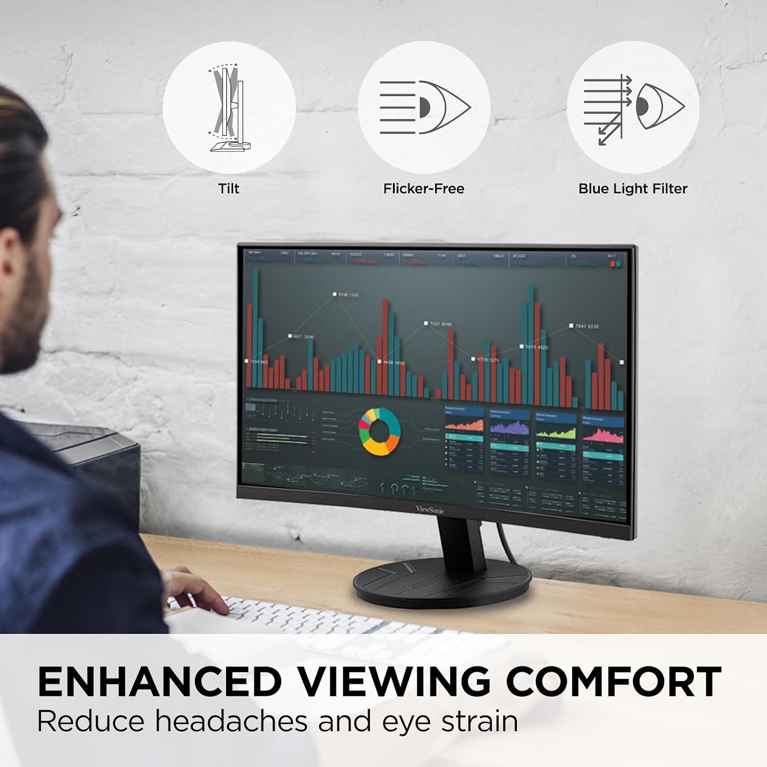 ViewSonic 24 Inch Full HD 1080p Frameless Curved Monitor - Certified Refurbished
