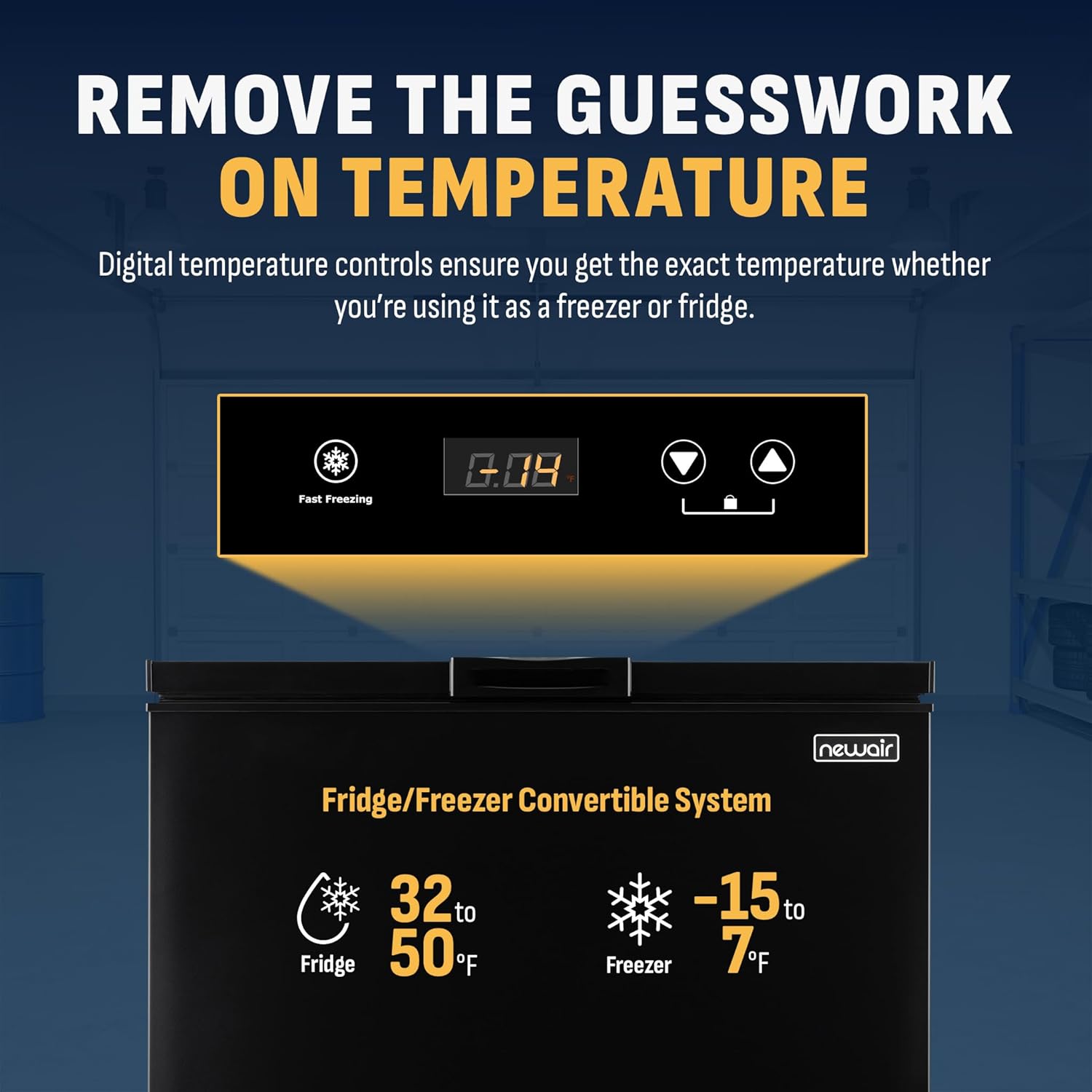 Newair Compact Chest Freezer with Temperature Control, 6.7 Cu. Ft., Black - Certified Refurbished