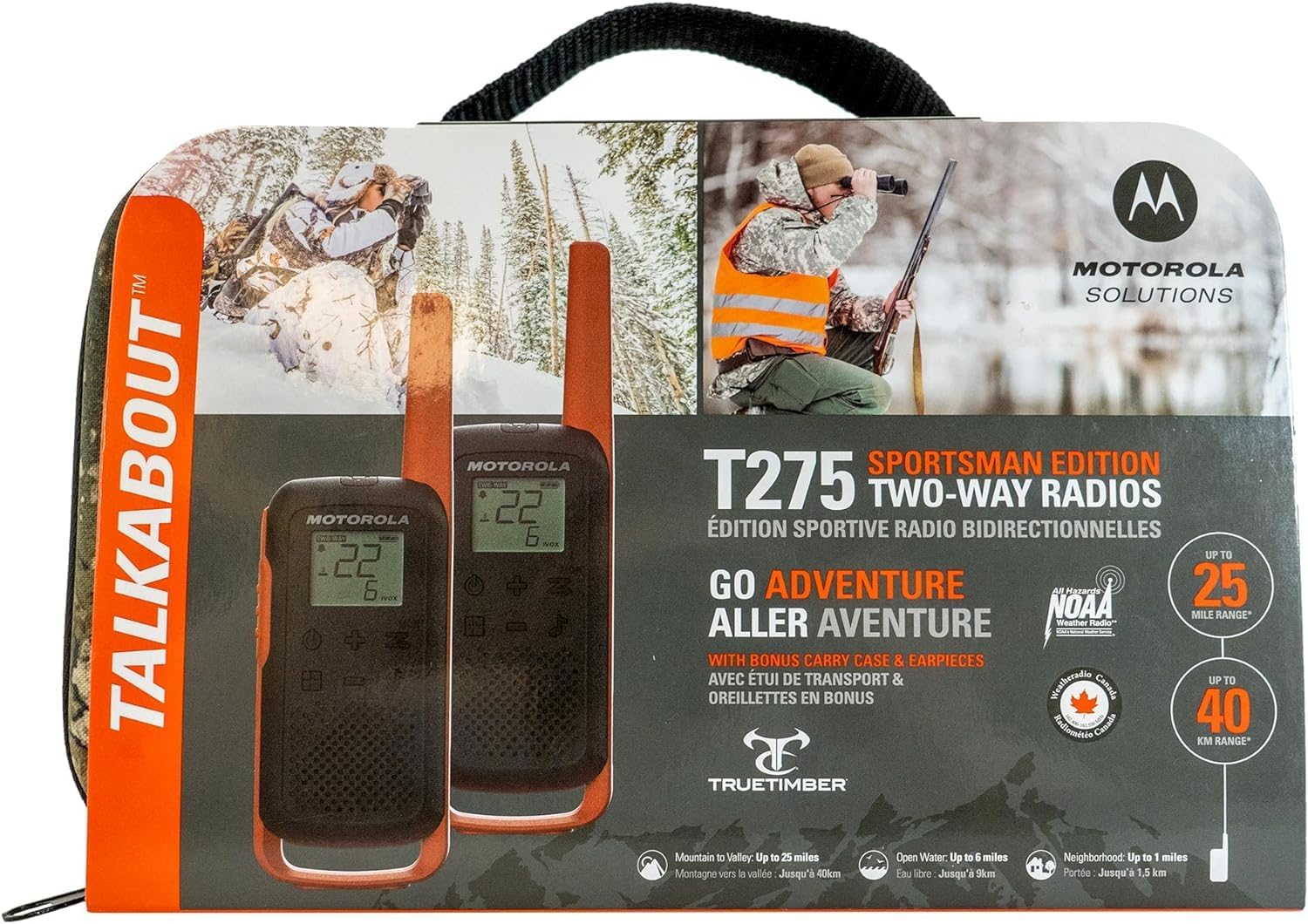 Motorola Solutions Rechargeable 25-Mile Two-Way Radio, Sportsman Edition, TrueTimber Pattern, Black/Orange