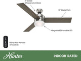 Hunter Fan 54 Inch Contemporary Ceiling Fan with Remote Control, Brushed Nickel - Certified Refurbished