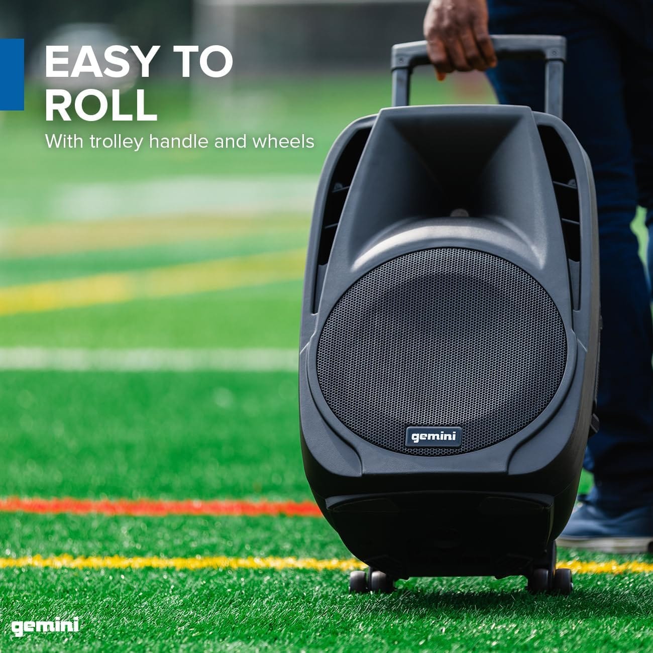 Gemini Indoor/Outdoor Battery Powered Loudspeaker System, Bluetooth, 800 Watts, Black