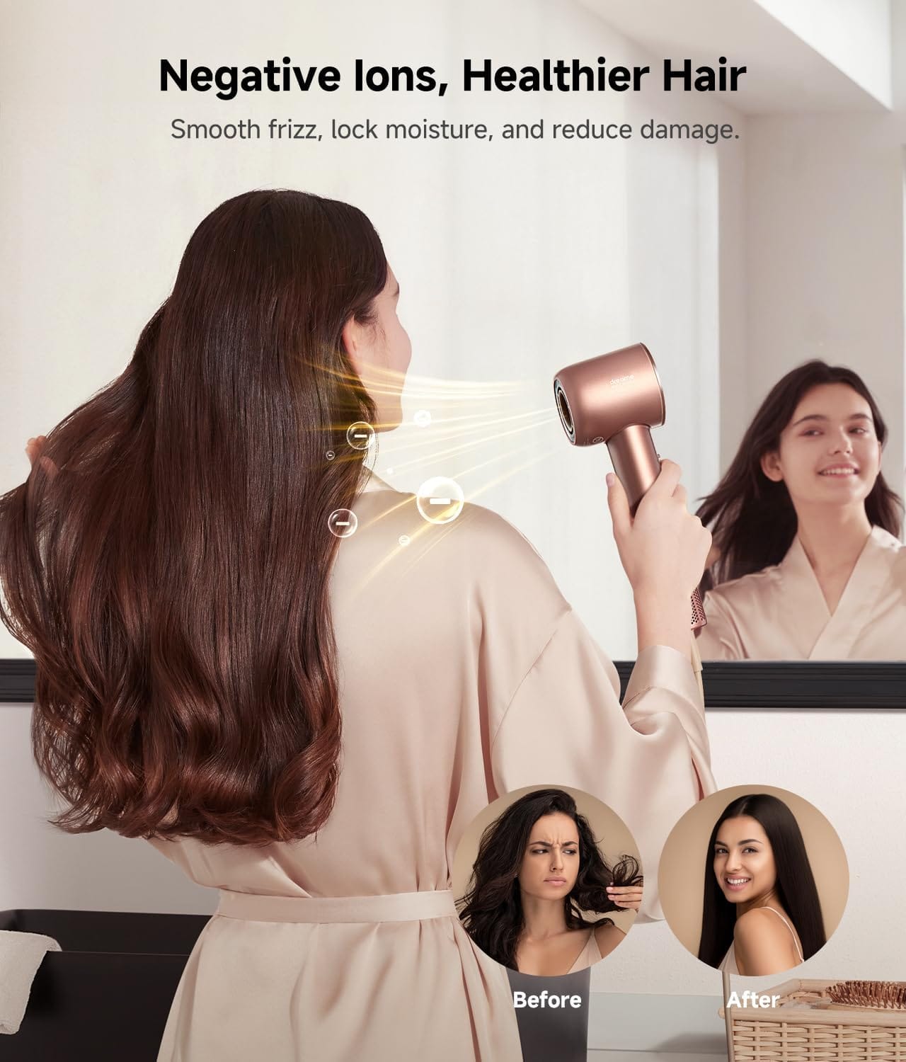 Dreame Hair Glory Combo High-Speed Hair Dryer, 110000 RPM Motor, 300 Million Negative Ions, Fast Dry in 2 Min, Lightweight, Quiet, Smart Temp Control