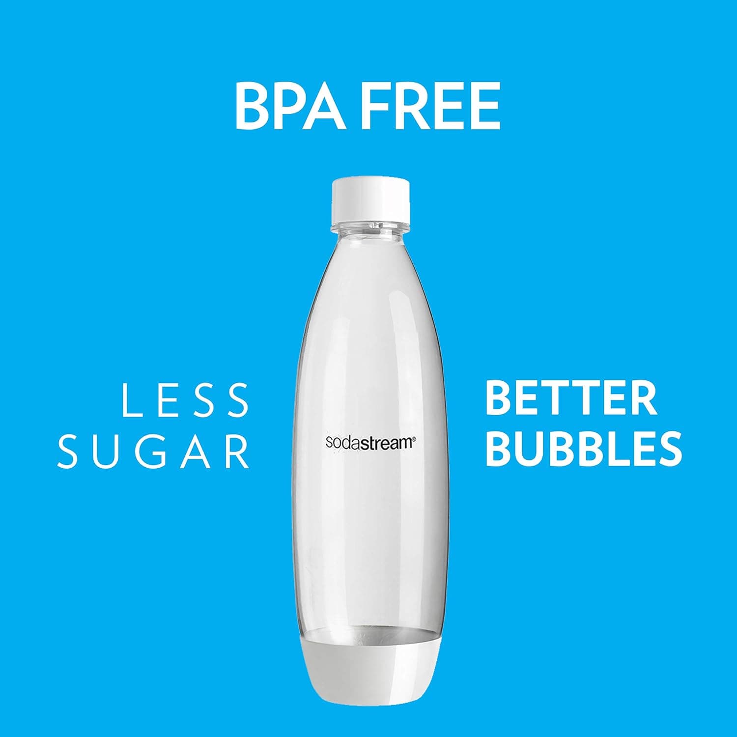 SodaStream 1L Slim Carbonating Bottles, White, Twin Pack, Pack of 2