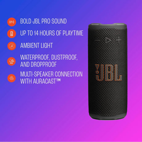JBL Grip JBLGRIPBLKAM-Z Compact Bluetooth Speaker, Black - Certified Refurbished