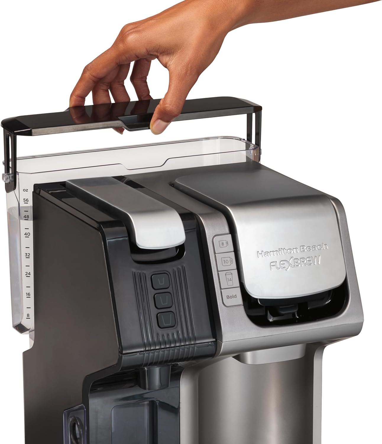 Hamilton Beach FlexBrew Trio 2-Way Coffee Maker, K-Cup & Grounds Compatible, 12-Cup & Espresso Brewing, 56oz. Removable Reservoir, Black