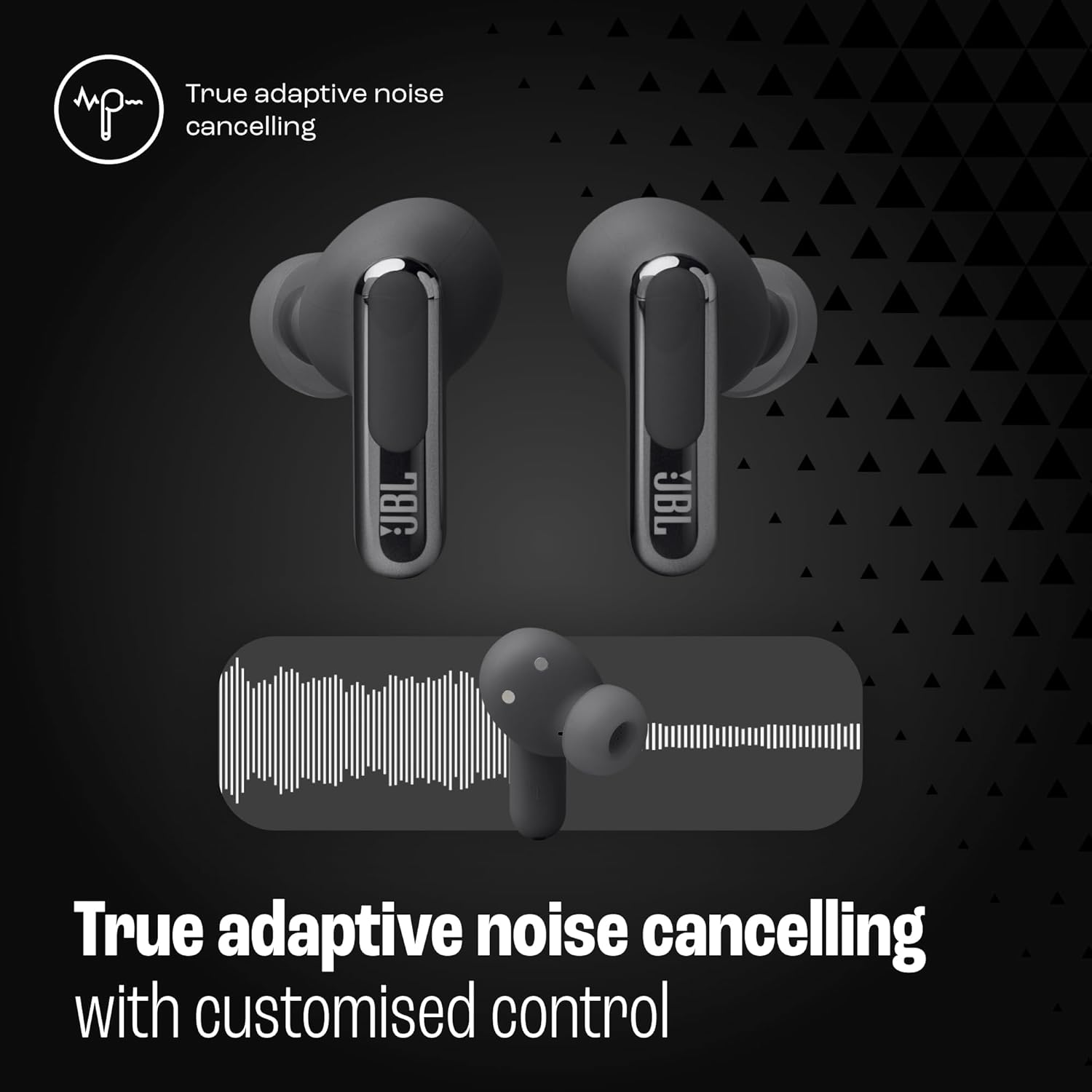 JBL Live Beam 3 True Wireless Bluetooth Earbuds, Black - Certified Refurbished