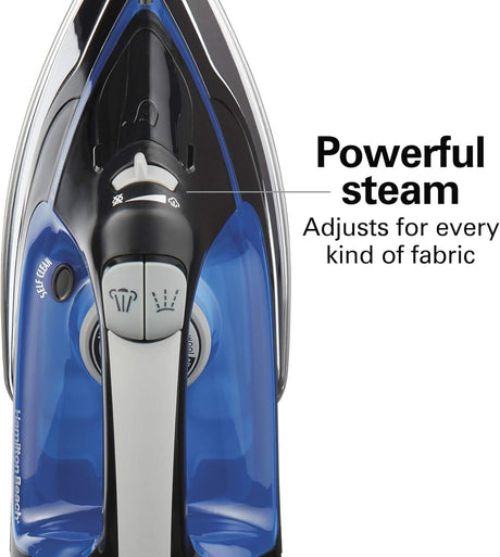Hamilton Beach Clothing Iron, Steam Iron for Clothes with Stainless Steel Soleplate & Retractable Cord, Black - Certified Refurbished