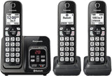 Panasonic Expandable Cordless Phone, Link2Cell Bluetooth, Voice Assistant, Call Blocking, 3-Handset, Metallic Black - Certified Refurbished