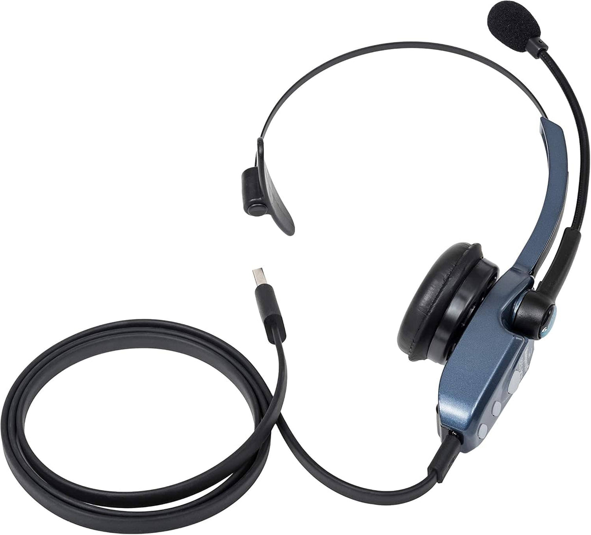 BlueParrott B250-XTS Mono Bluetooth Wireless Headphones 91% Noise Canceling Over Head Trucker Headset with Mic, Blue - Certified Refurbished
