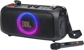 JBL PartyBox On-The-Go Essential, Portable Party Speaker with Built-In Lights and Wireless Mic, Black - Certified Refurbished