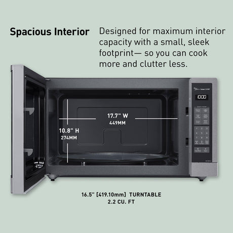 Panasonic 2.2 Cu. Ft. Countertop Microwave Oven, Inverter Technology, Genius Sensor, 1250W, Silver - Certified Refurbished