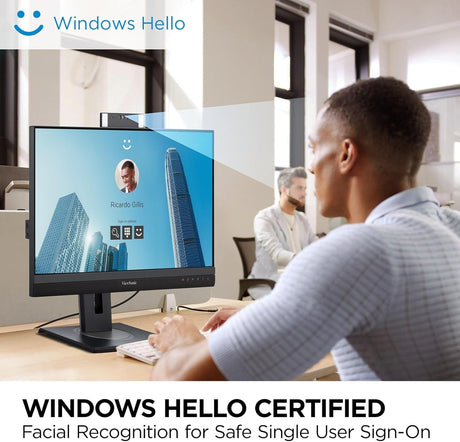 ViewSonic 24" 1080p Video Conferencing Docking Monitor with Webcam, 100 Hz, Black - Certified Refurbished
