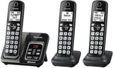 Panasonic Expandable Cordless Phone, Link2Cell Bluetooth, Voice Assistant, Call Blocking, 3-Handset, Metallic Black - Certified Refurbished