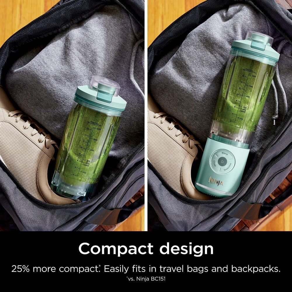 Ninja Blast Max Personal Cordless Blender for Smoothies, Blend, Ice Crush, 22 oz. Twist & Go Vessel, Sea Glass - Certified Refurbished