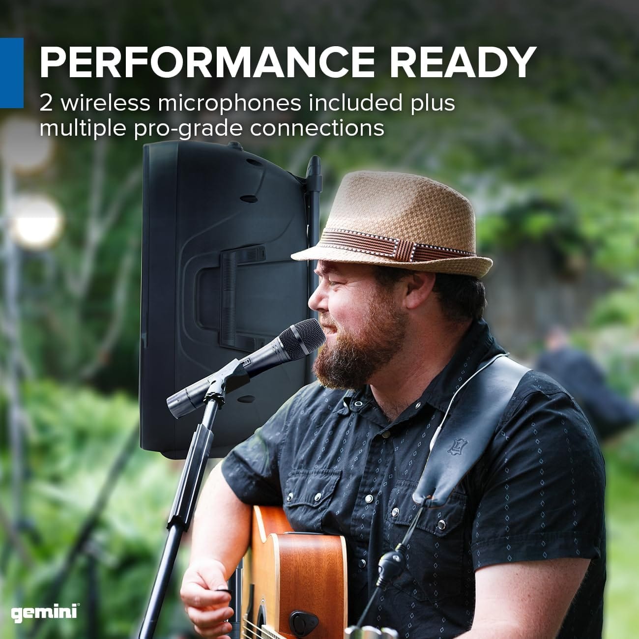 Gemini Indoor/Outdoor Battery Powered Loudspeaker System, Bluetooth, 800 Watts, Black